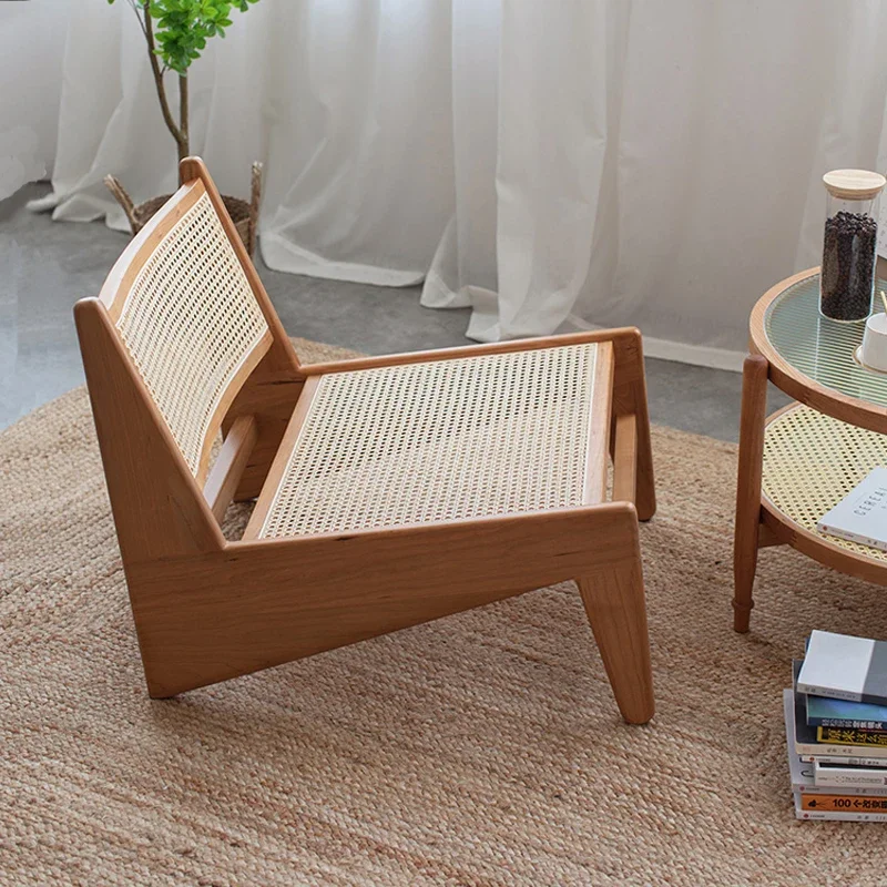 Nordic madeira maciça rattan tecido poltrona reclinável lounge assento designer cadeiras canguru prático versátil móveis da sala de estar