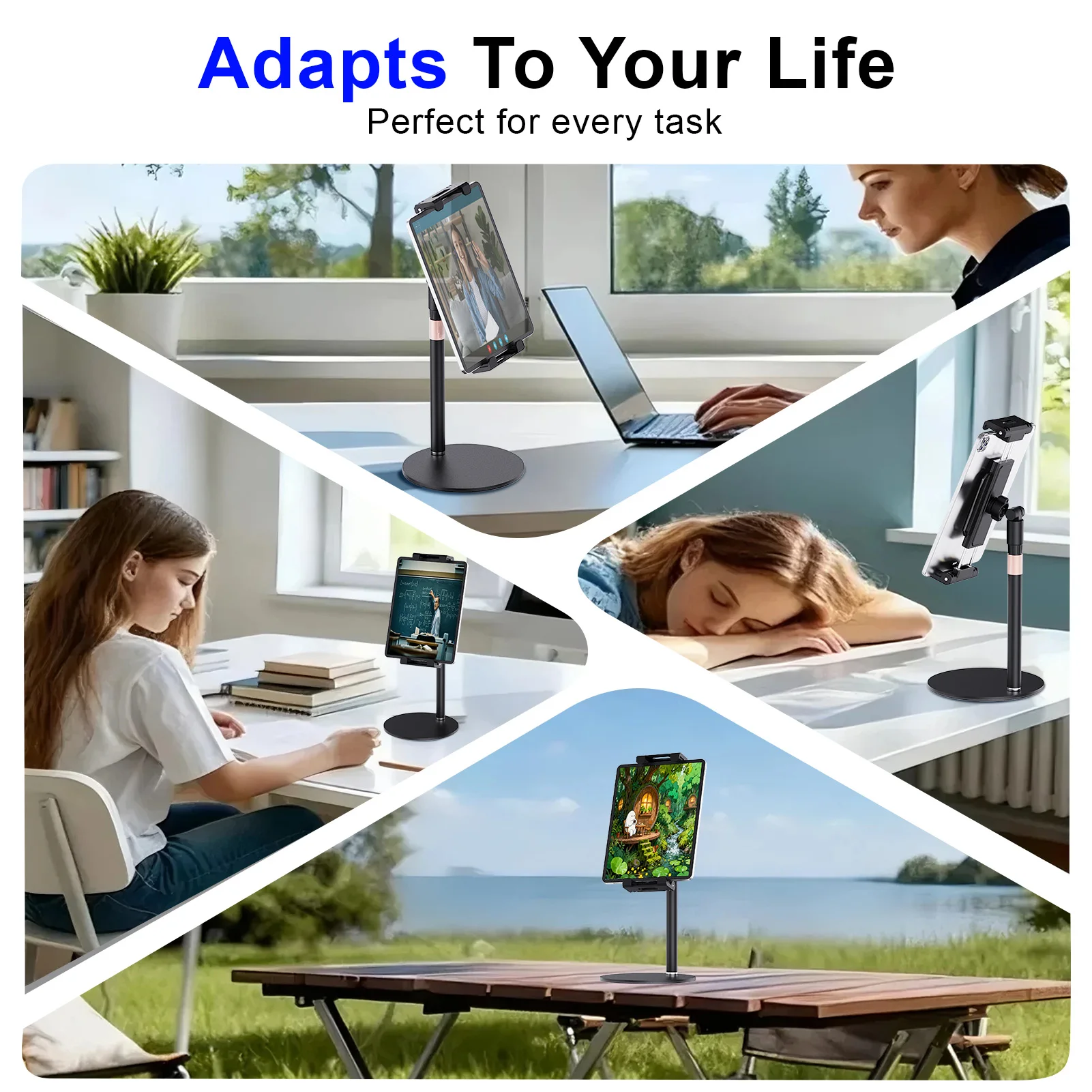 Adjustable Monitor Stand Height Portable Vesa Monitor Tablet Holder Up To 24Cm Standing Tablet Bracket Desk Mount Wider Base
