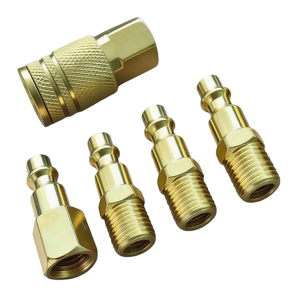 5-Piece NPT Pneumatic Quick Connectors for Use with Standard Air Delivery Systems and Portable or Stationary Compressors