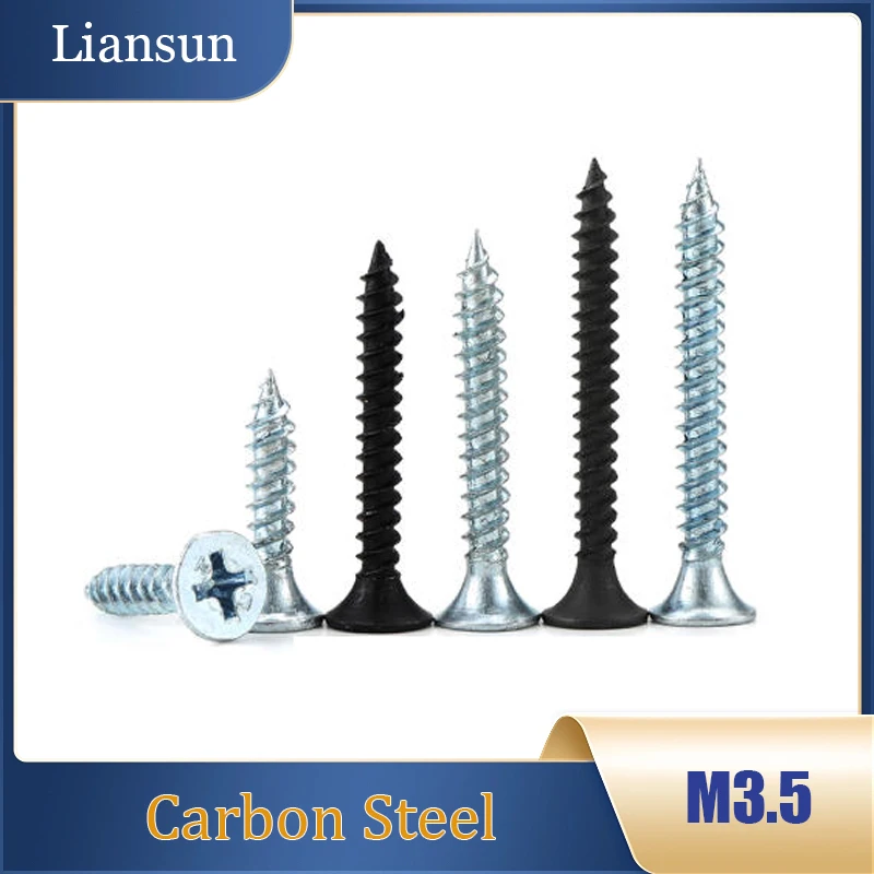 M3.5 Phillips Flat Head Self-Tapping Screws – Reinforced Steel for Drywall, Wood & Sheetrock Installation