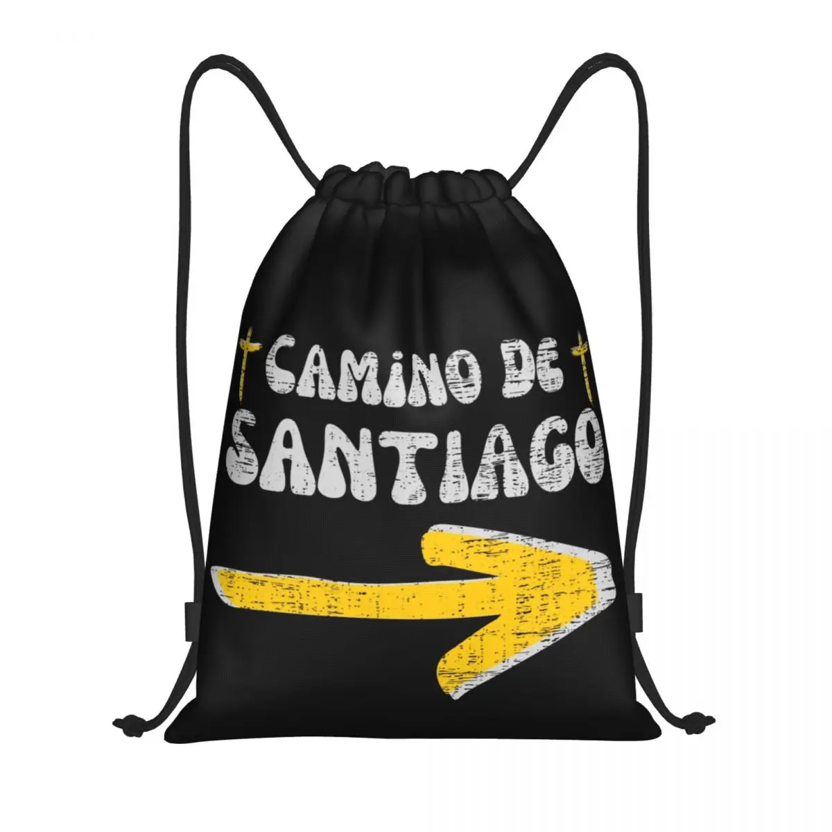 Camino De Santiago Drawstring Backpack Sports Gym Bag for Men Women Scallop Shell Pilgrim Walk Training Sackpack