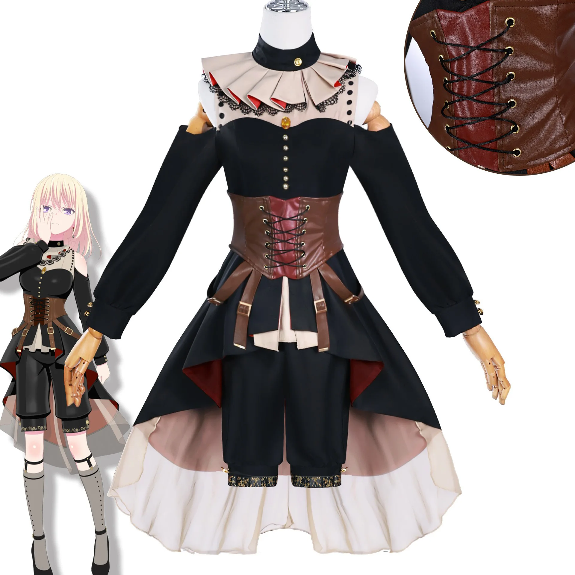 

Misumi Uika Anime BanG Dream! Ave Mujica Doloris Cosplay Costume Wig Black Lolita Dress Women Girl Halloween ComicCon Customized