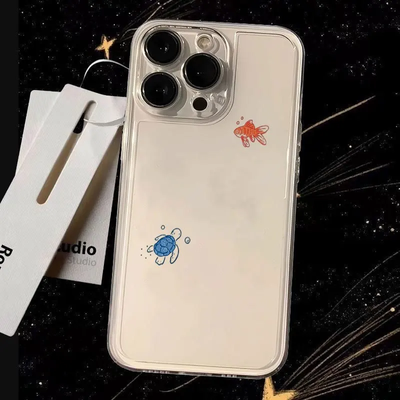 Чехол для телефона с рисунком «Рыба-черепаха» подходит для iPhone 18 17 16 15 14 13 12 11 Pro/Max/Plus, противоударный и противоотрывной.