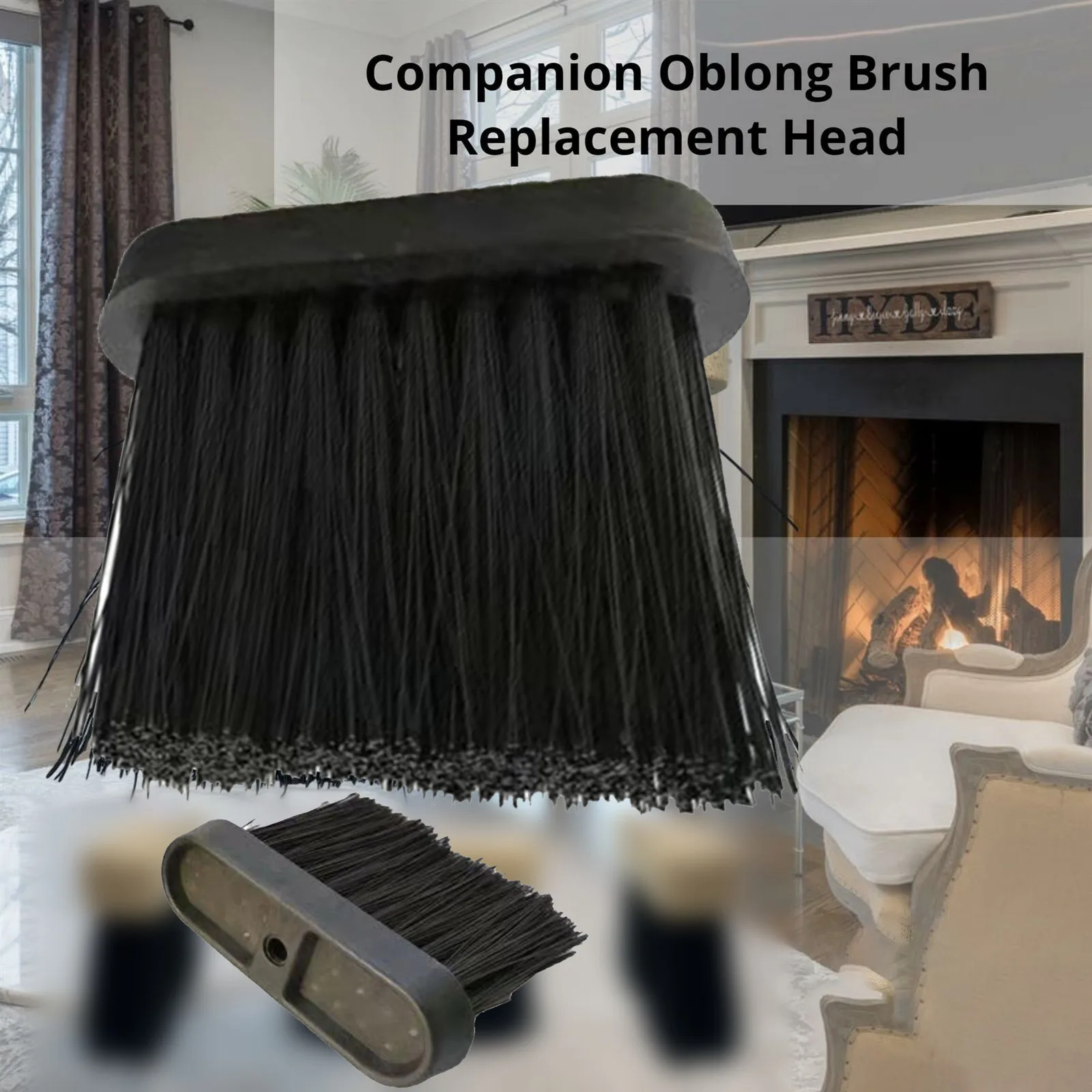 2PCS 9.5/11.5cm Hearth Brush Head Chimney Brush Accessory Plastic Handle Fireplace Brush Head Replacement Broom Fireplace Clean