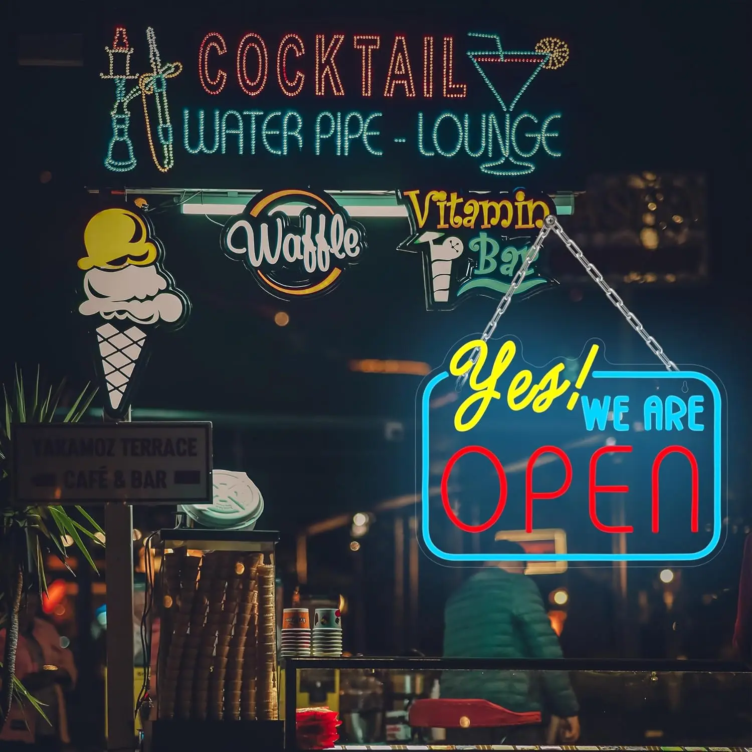 Yes We Are Open Neon Sign LED Neon Light Wall Decor  Coffee Shop Bar Office Salon Hotel Store USB Powered Man Cave Friends Gift