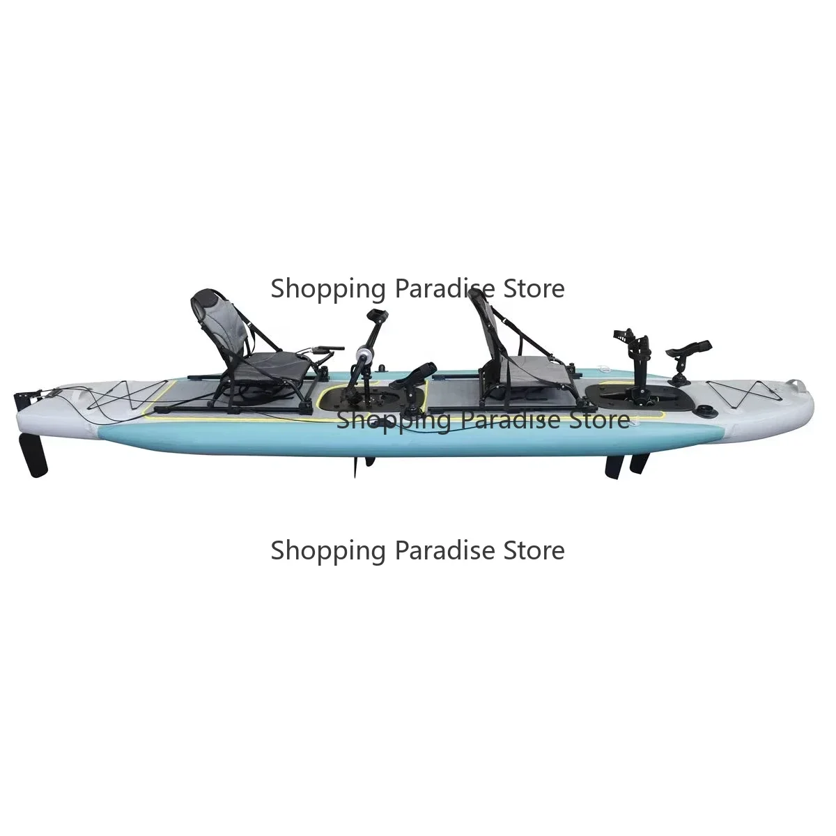 14ft/4m Inflatable 2-Person Pedal Fishing Kayak, New Design PVC Rowing Boat w/Anti-Leak System & Storage, River/Lake Usage