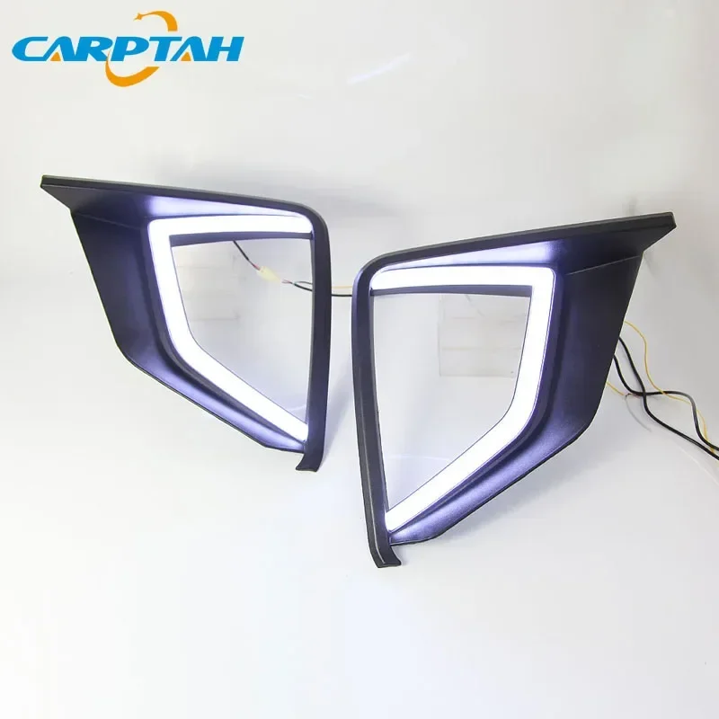 Car LED DRL Daylihgts For Mitsubishi Xpander Eclipse Cross 2017 2018 2019 2020 Daytime Running Lights Yellow Turn Signal Lamp