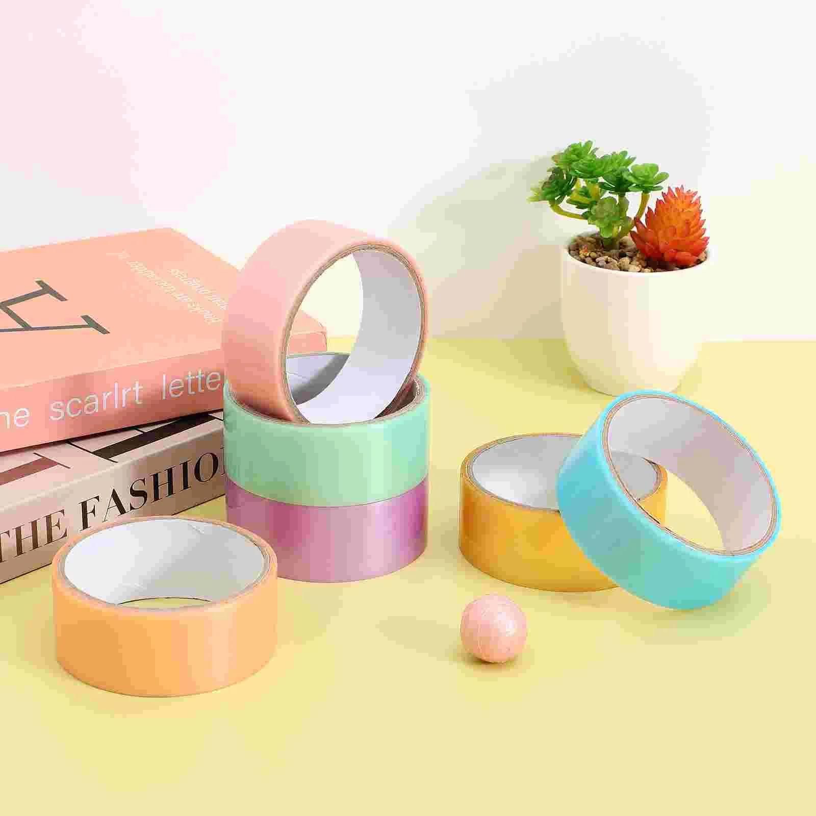 6 Rolls Decorative Sticky Tapes Pearlescent Ball Double Sided Carpet DIY Adhesive for Dispenser Sports