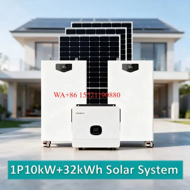 WMWMNU 10kW Single Phase Off Grid On Grid Hybrid Solar Storage System with 32kWh LiFePO4 Battery and 9.92kW PV Kit
