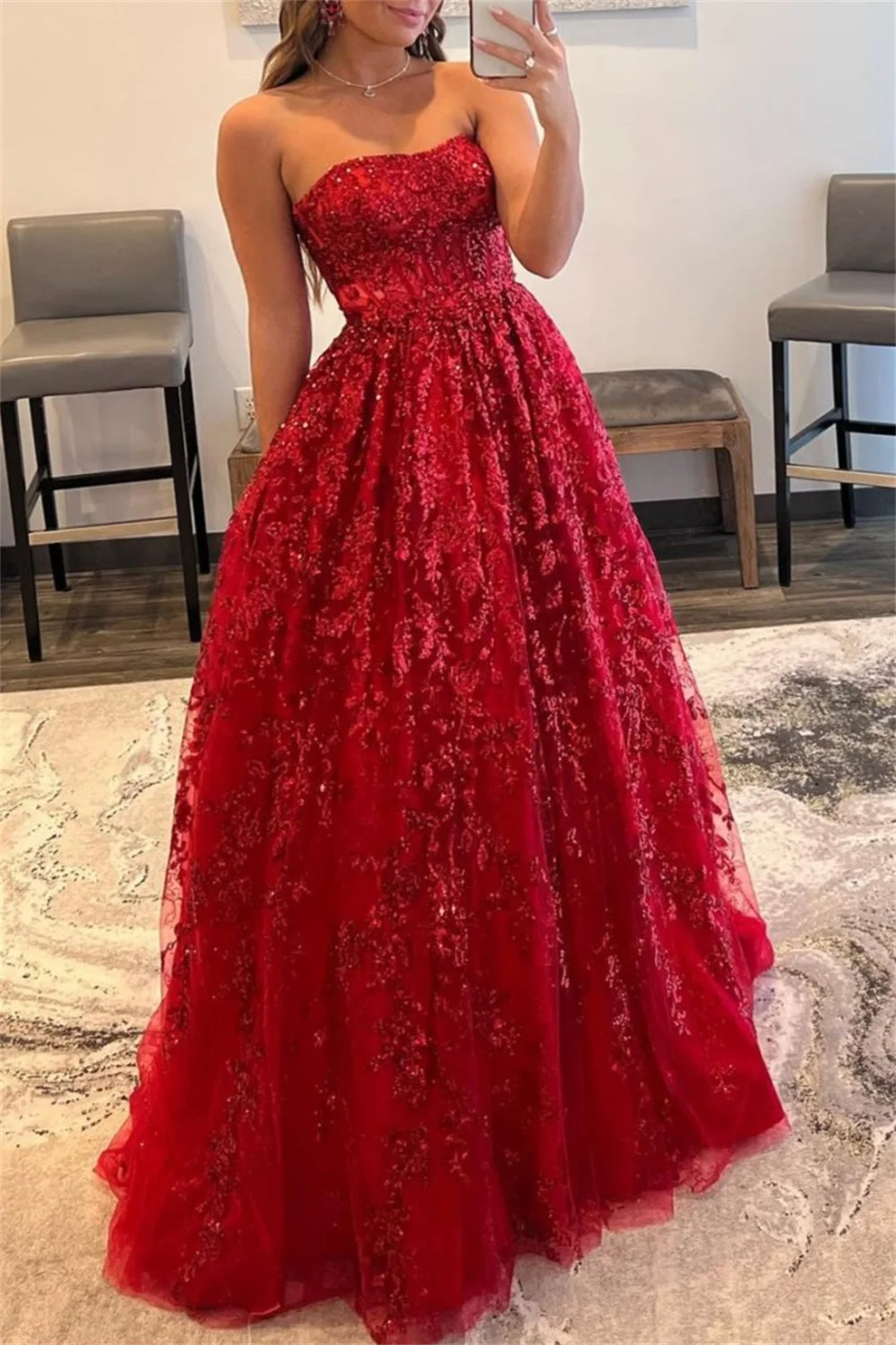 كاثي مخصص الأزرق حمالة لامعة الترتر فساتين لحضور الحفلات الموسيقية ألف خط بلا أكمام vestidos de noiva ثنيات الطابق طول فستان سهرة