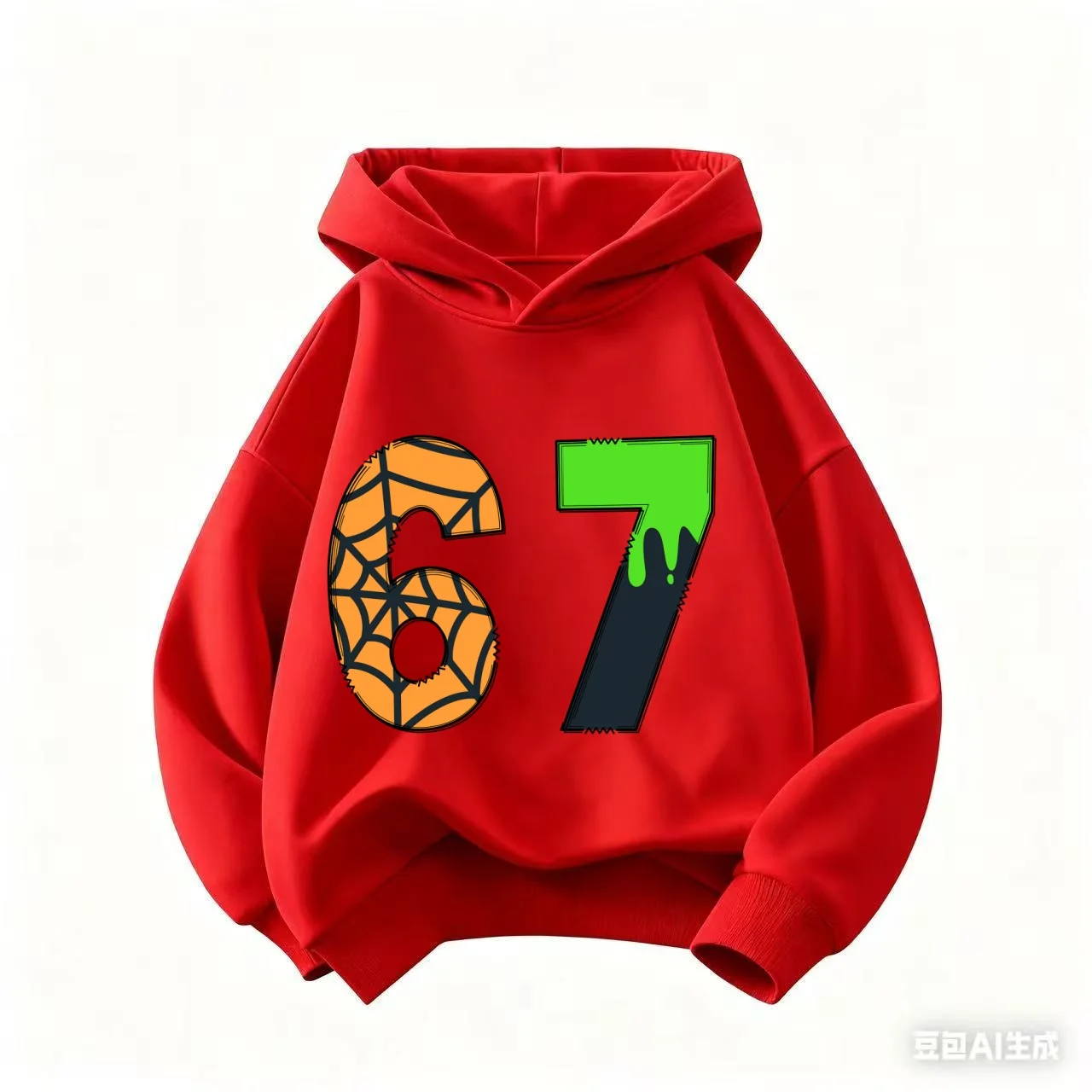 سويت شيرت بقلنسوة للأطفال مطبوع عليه متعة من Viral 67 للخريف/الشتاء، هوديي رياضي عصري ومريح