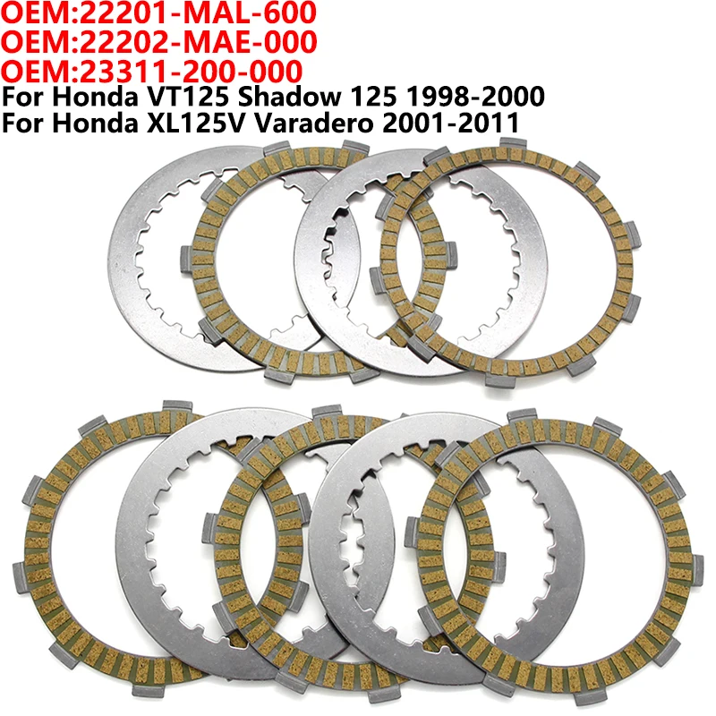 

Для Honda VT125 Shadow 125 XL125V Varadero 22201-MAL-600 22202-MAE-000 23311-200-000 комплект фрикционных дисков сцепления мотоцикла