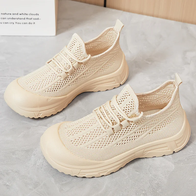 

2025 New Women's Breathable Mesh Summer Shoes Platform Sole Soft-Soled Walking Shoes Reinforced Casual Versatile Non-Slip Women