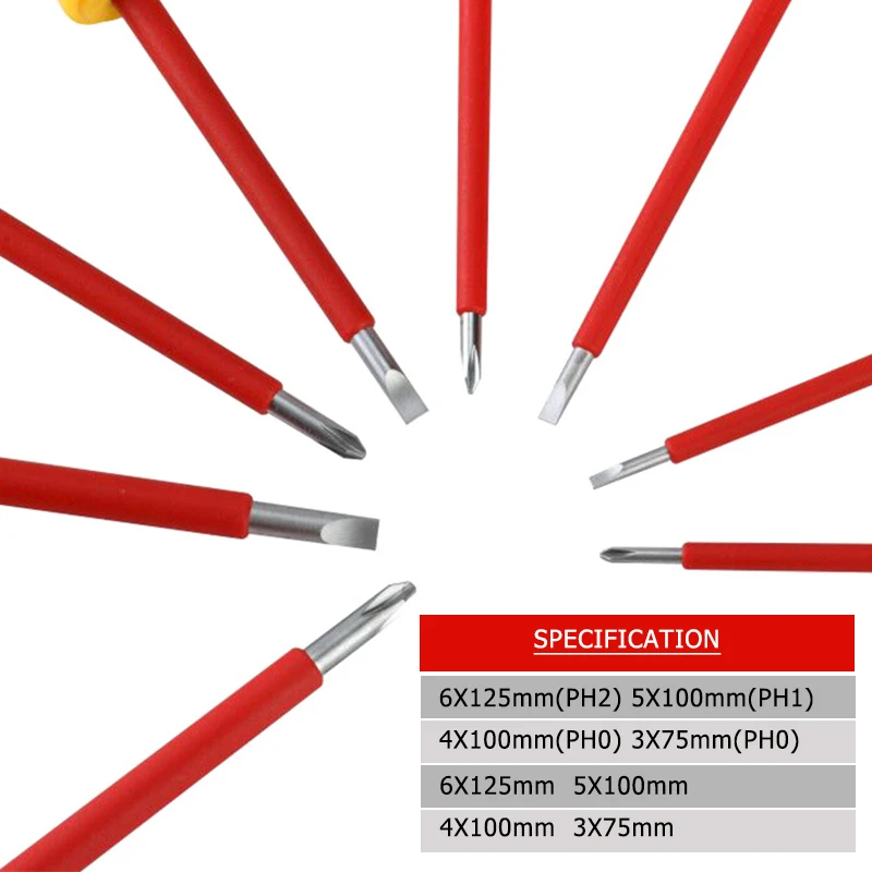 KUNLIYAOI Electrician Insulated Screwdriver Set 8 Pieces Magnetic Phillips Screwdriver Bit Kit Household Repair Tools