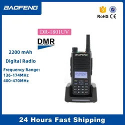 Baofeng-walkie-talkie DR-1801UV Nivel 1 + 2, doble ranura de tiempo, actualizado, UV, banda Dual, 136-174-470MHz y 400, Radio Digital DMR