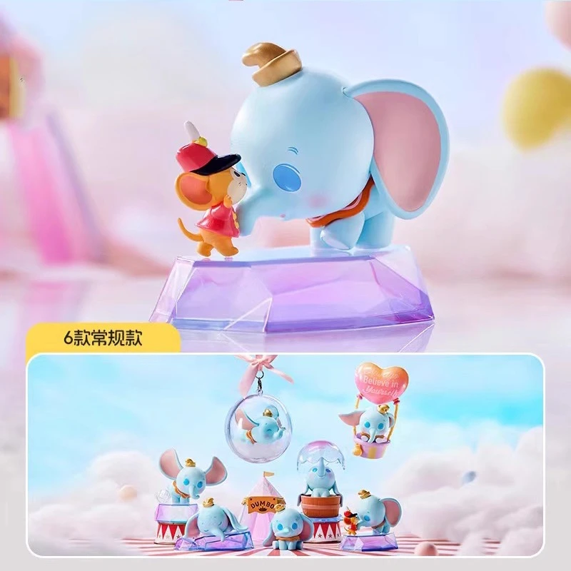 Boîte aveugle authentique Disney Dumbo Day Dream, figurine de dessin animé Kawaii, modèle de décoration de bureau, poupée jouet, cadeau d'anniversaire pour amis