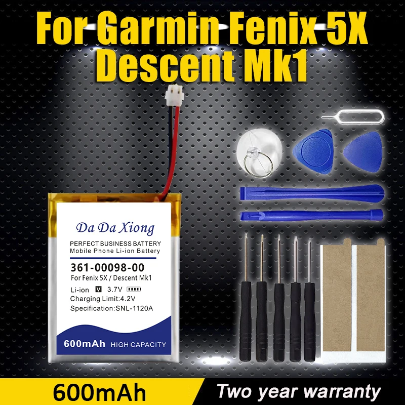 Nuovissimo orologio 361-00098-00 batteria da 600 mAh per Garmin Fenix 5X / Descent Mk1 batteria sostitutiva + strumenti gratuiti