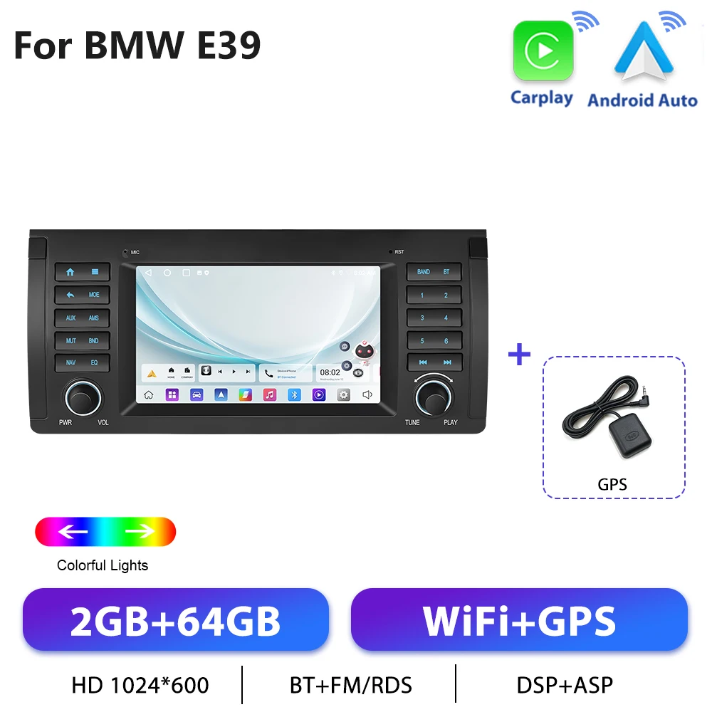 Podofo Android CarPlay Radio Voor BMW 5 Serie E39 M5 1996-2001 X5 E53 2002-2007 Auto Intelligente Systeem 2din GPS Stereo Autoradio