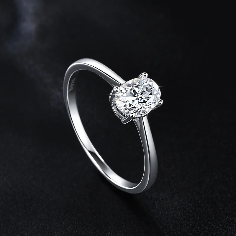 

1CT D Color Oval Cut Moissanite Wedding Band Ring 925 Sterling Silver Engagment Ring Jewelry