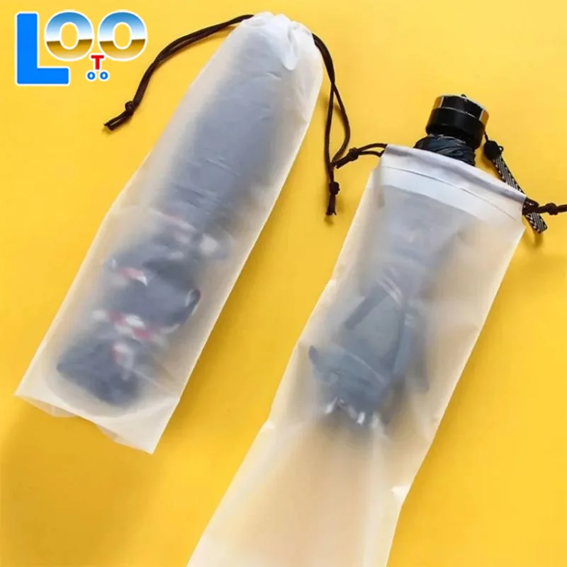 Сумка для хранения зонтов, полупрозрачная пластиковая водонепроницаемая защита от грязи, чехол для зонта, многоразовые портативные сумки на шнурке, домашнее хранение