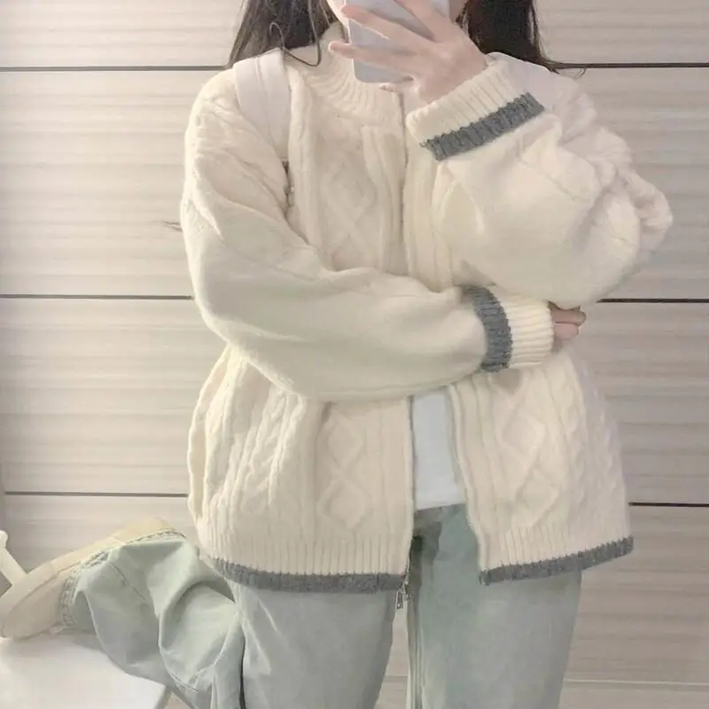 

Классический женский кардиган в стиле ретро с длинными рукавами, корейская версия, уличные свитера, универсальное женское пальто, топы для поездок на работу