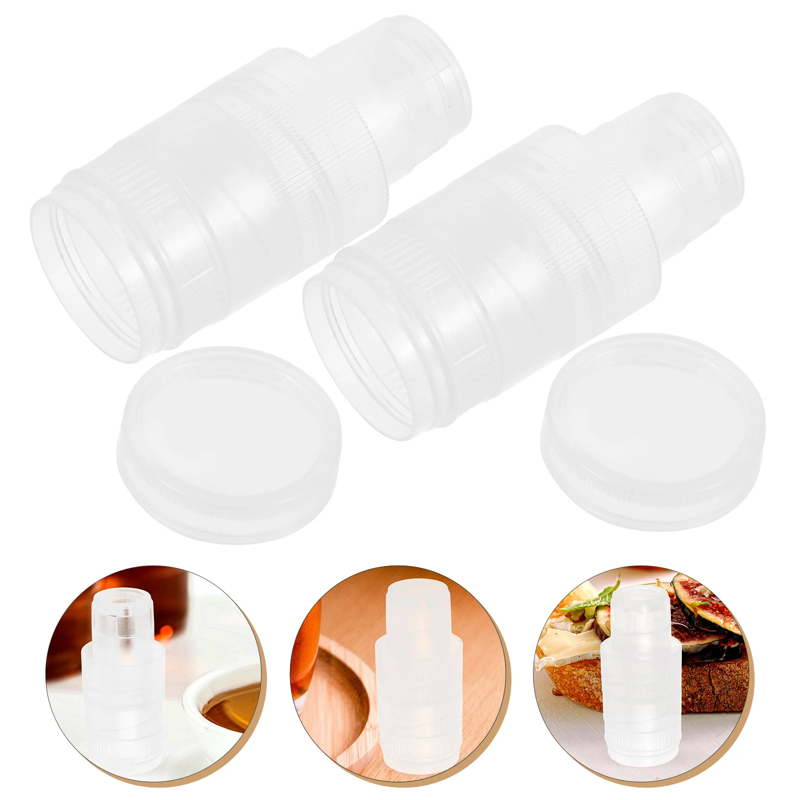 

2 set Plastic Honey Bottle Lid Separable Screw Cap For Jar Sealed Container Small Storage Pots Kitchen Jam Sauce Spice Organizer