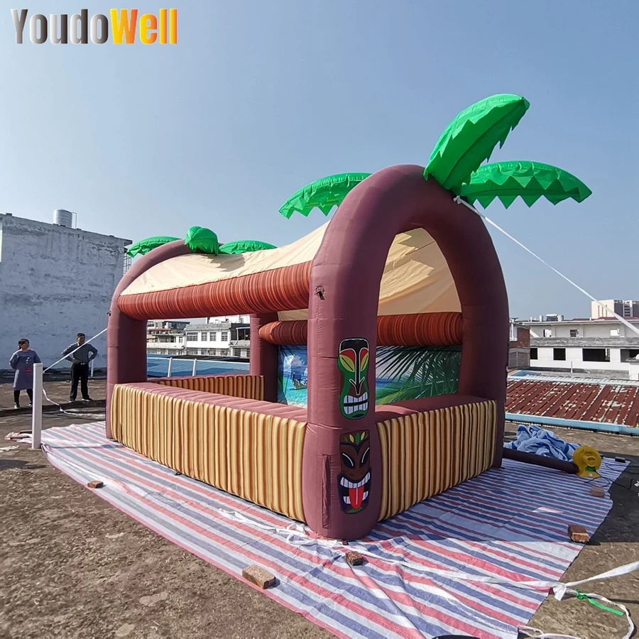 5.5mx3.5m The Attractive New Inflatable TIKI Bar Tent Coconut Tree Style Used For Decoration Advertising Bar Courtyard Special