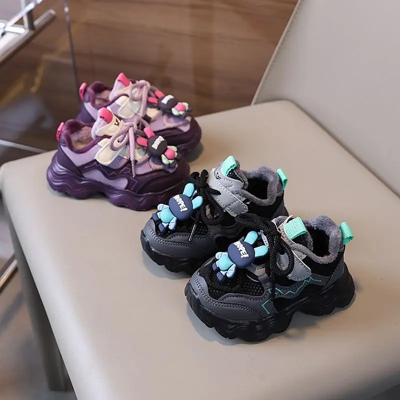 كارتون 2025 الشتاء المخملية أبي أحذية الأطفال الرياضة أحذية رجالية قطنية أحذية الأطفال عادية