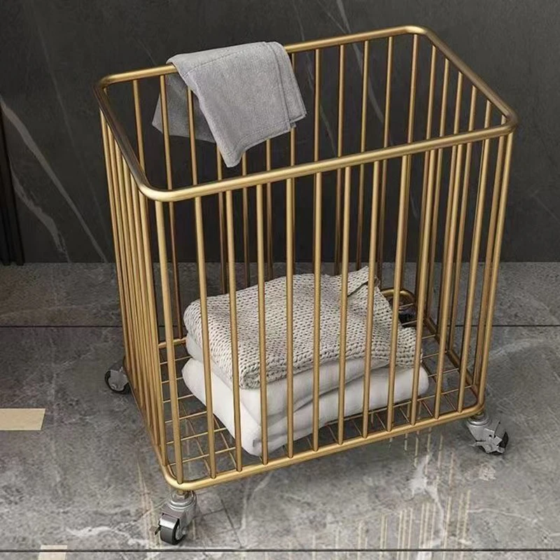 

Portable iron laundry basket with large storage capacity, bathroom laundry basket with wheels
