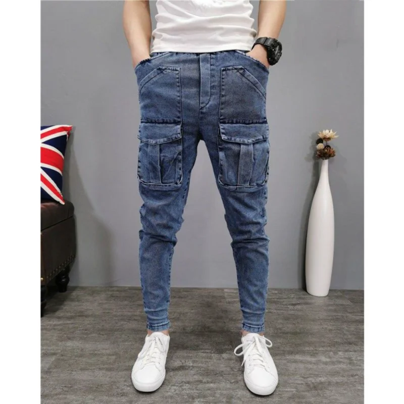 Calça cargueira masculina de rua alta, macacão da moda, personalidade hip-hop, calça casual, jeans Y2K, nova