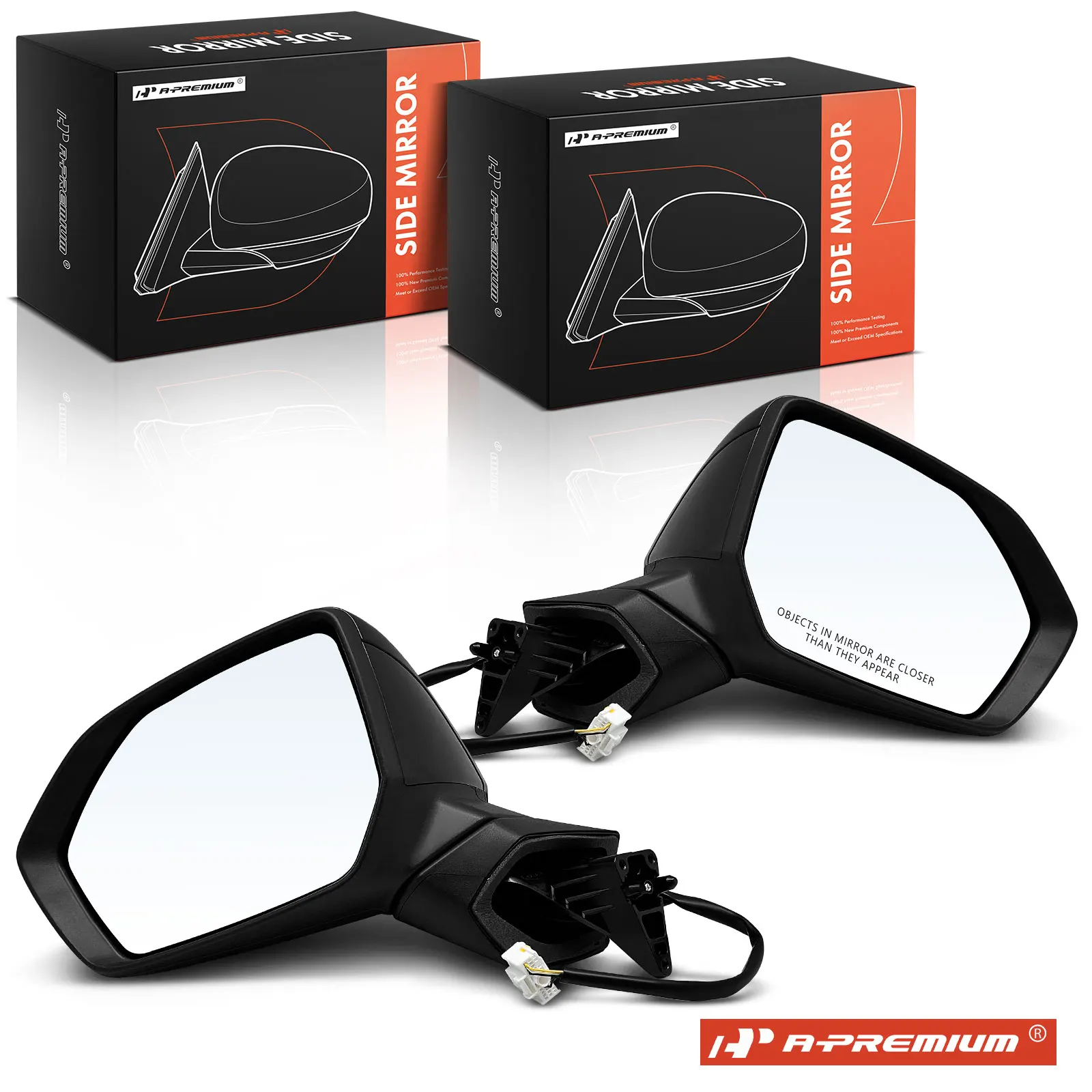 A-Premium Pair Power Door Mirror for Hyundai Palisade 2020-2022 Manual Folding Heated Smooth Black