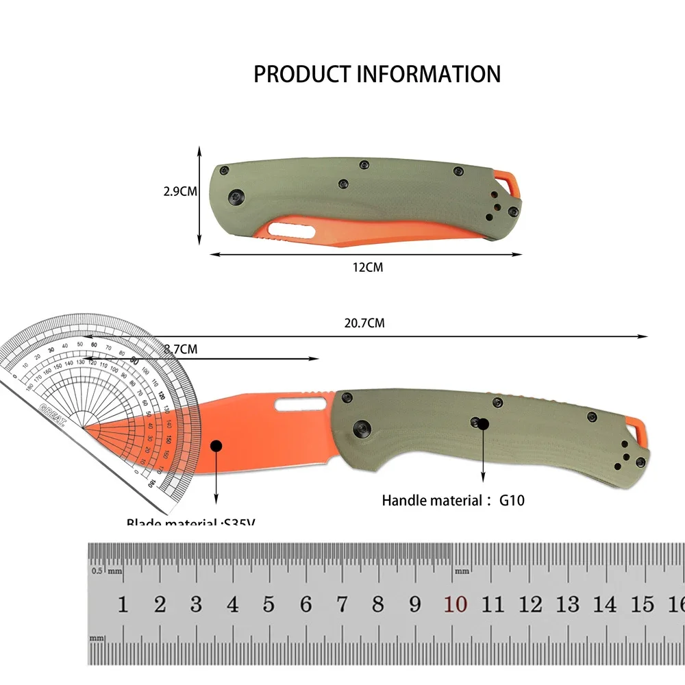 Sharp Tactical BM 15535 Folding Knife Orange Drop Point Blade  G10 Handle Hunting EDC Tools Outdoor Self Defense Knives with Box