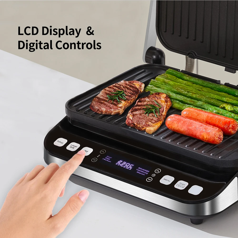 2000W Fast Heating Electric Contact Grill BBQ Griller Sandwich Press Breakfast Making Machine