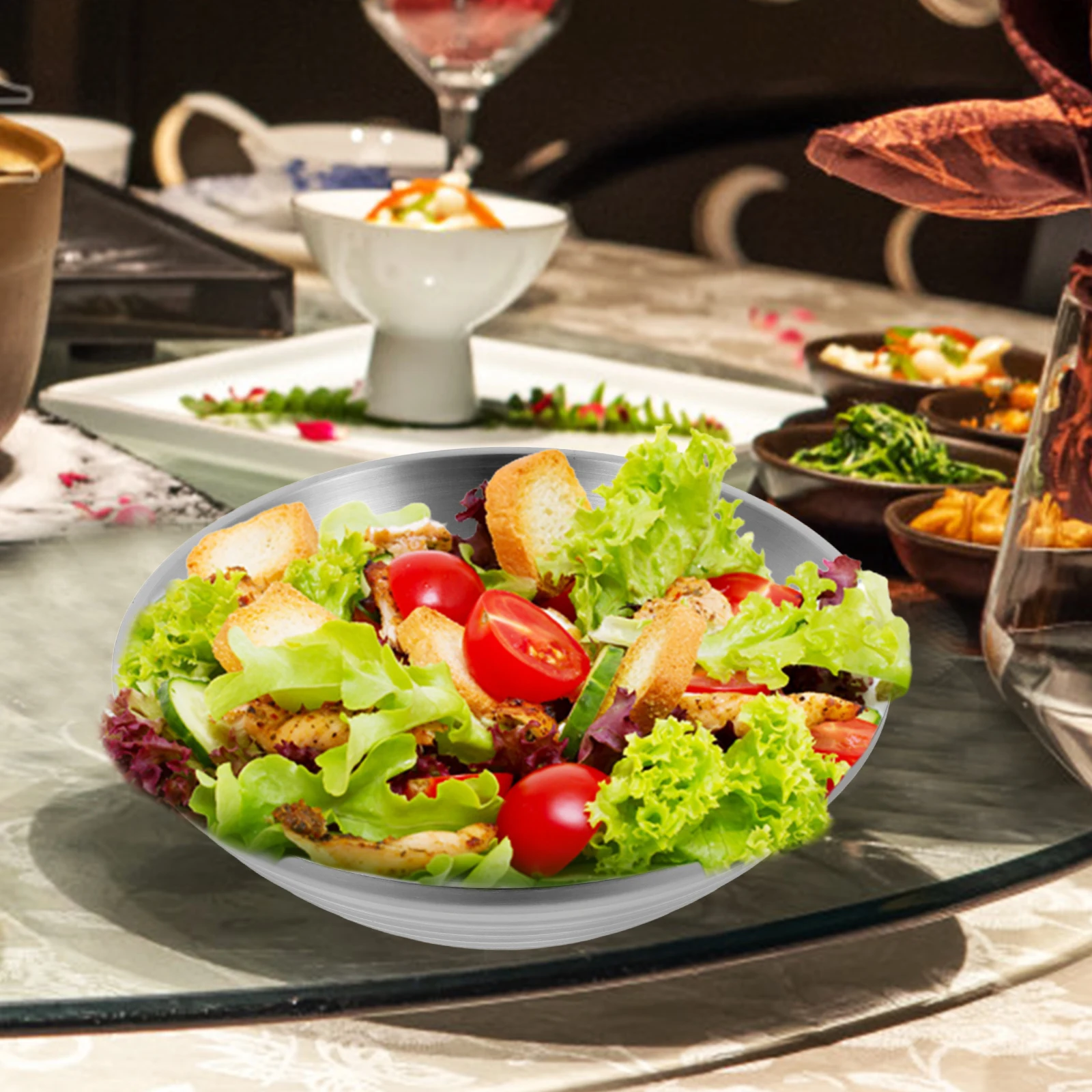 

Double-Layer Heat-Resistant Stainless Steel Ramen Bowl Large Capacity Multipurpose Household Food Serving Bowl