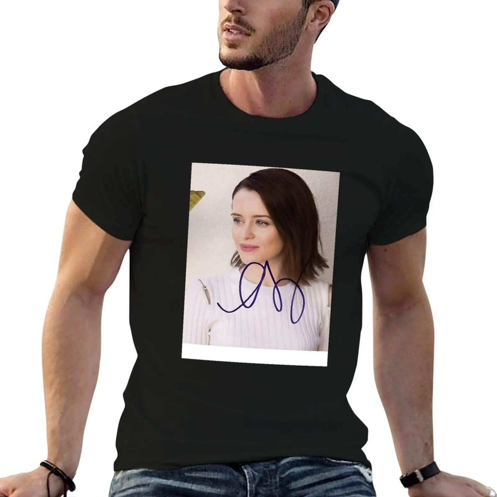 

Claire Foy Autograph Baseball  Sleeve T-Shirt anime t shirts oversize anime tshirt T-Shirt