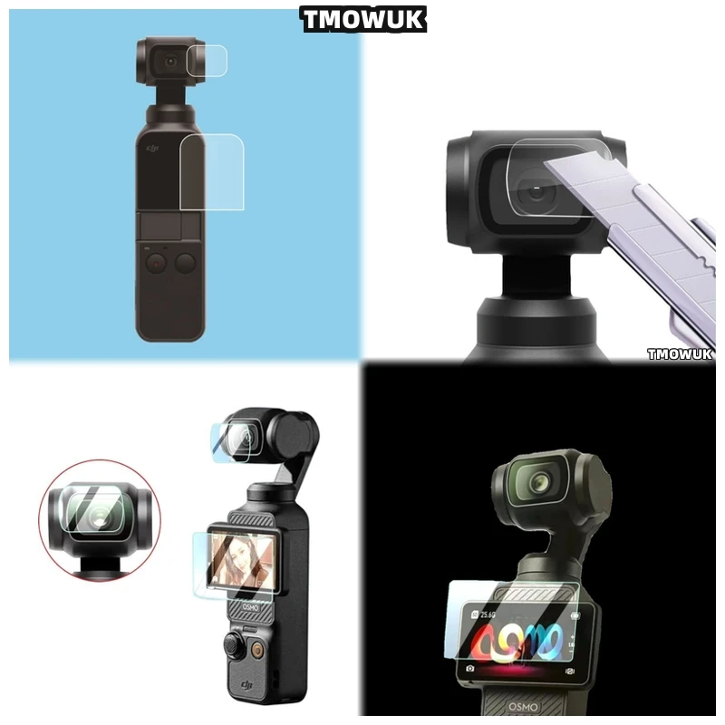 

For DJI Pocket 1 2 Osmo Pocket 3 Action 2 4 Pro - Tempered Glass Screen Protector For Enhanced Durability With Lens Cap