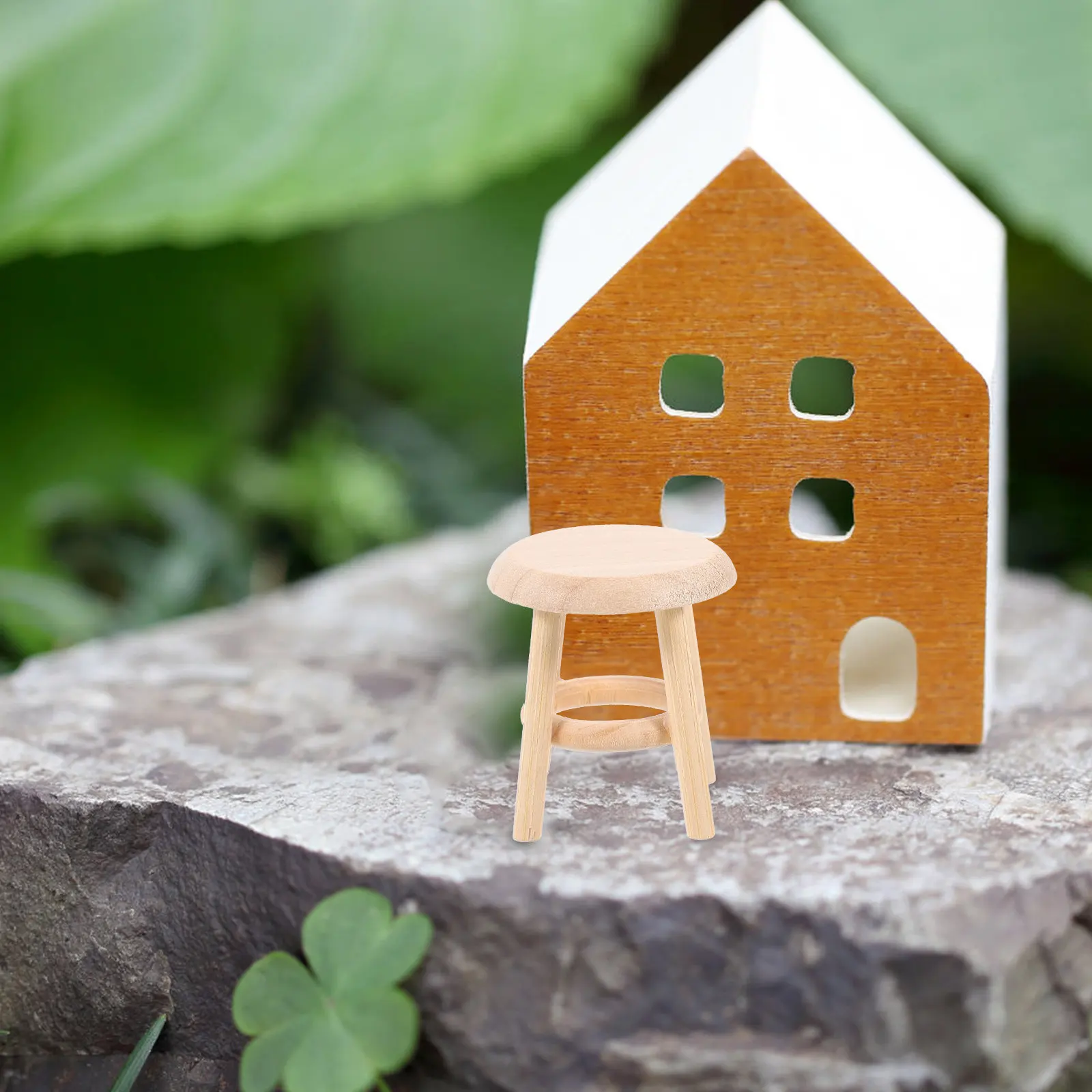 Miniature Solid Wood Round Stool Realistic Texture Mini Furniture Ornament Micro House Small Chair Accessory Stool Model