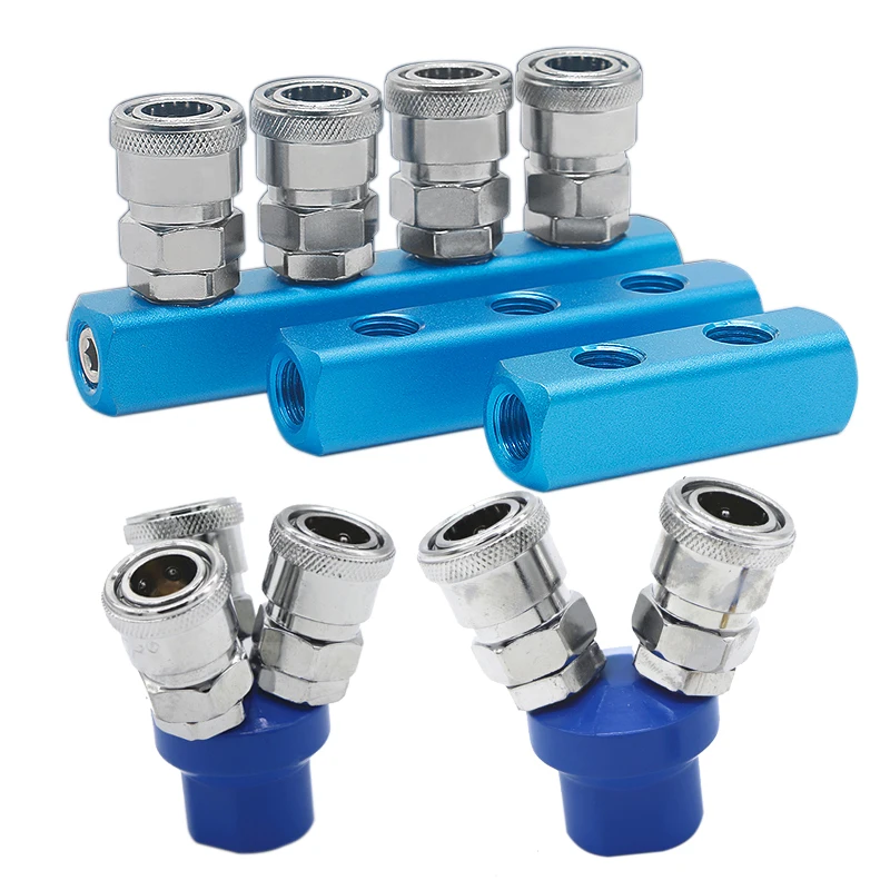 Pneumatic Fittings Compressor Fitting 1/4 Quick Connector Air Gas Distributor For Pump Tool Coupler Manifold Multi Splitter