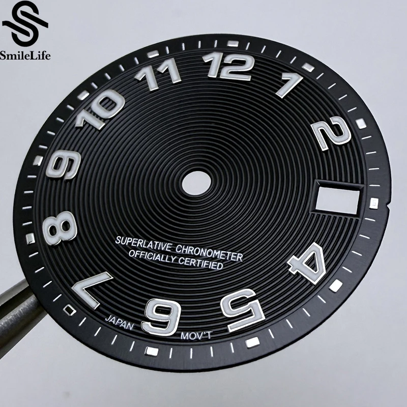 SmileLife NH35 28.5mm Black Records Watch Dial CD Dial Green Luminous Fit NH35/NH36 Watch Modification Accessories