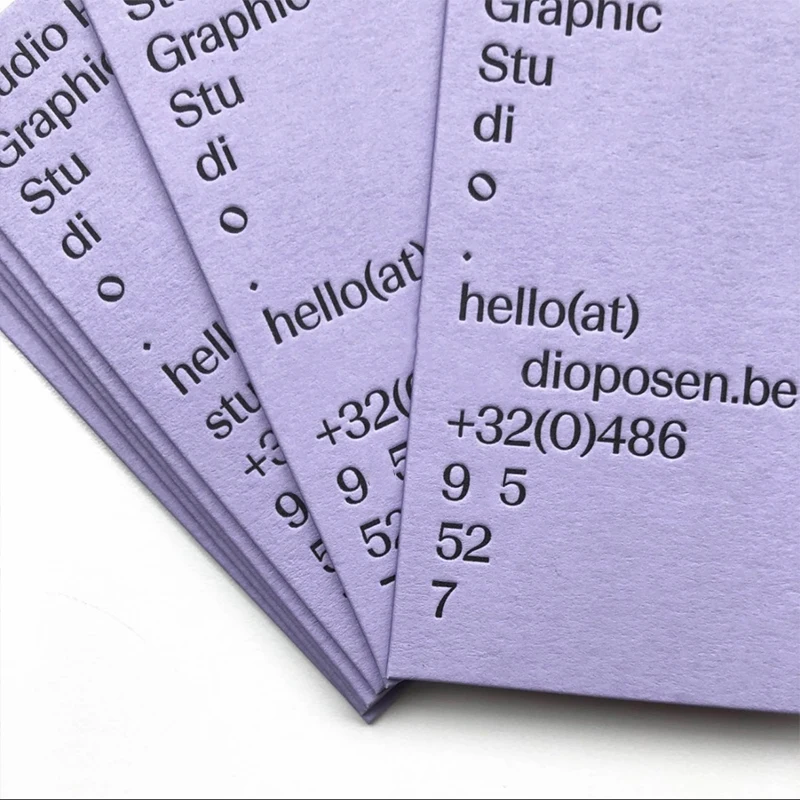 Custom Business Cards Cotton Paper letterpress Paper Embossed Debossed Cards Thank You Card Greetings Purple Card Invitations