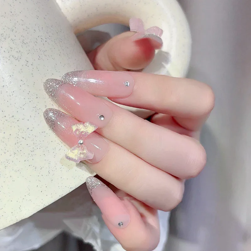 30 ชิ้นแกะสลัก Glitter Bow Nail Art Charms น่ารักเรซิ่นเล็บอุปกรณ์ตกแต่งเครื่องประดับ Diy