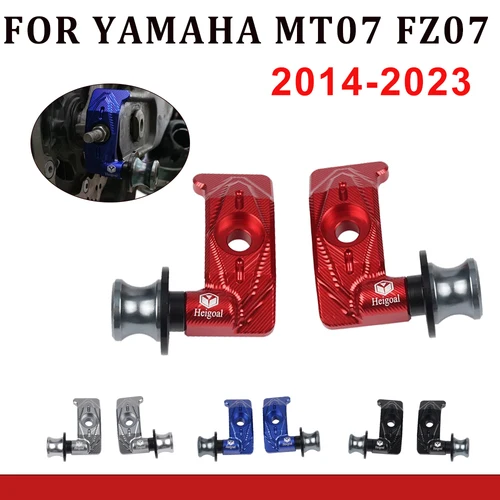 Imagen 1 del producto Para Yamaha FZ07 MT07 FZ-07 MT-07 FZ MT 07 2023 2022 motocicleta rueda trasera horquilla eje deslizador basculante soporte recoger ajustador de cadena