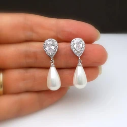 Huitan Water Drop Simulated Pearl Dangle Earrings for Women Luxury Fashion Lady's Ear Accessory Wedding Engagement Party Jewelry