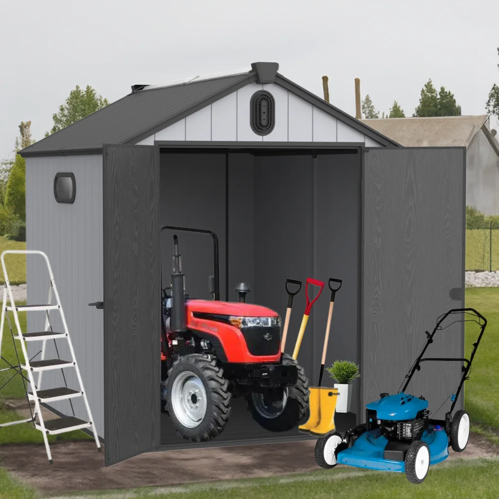 6*8ft plastic storage shed for backyard garden big spire Tool storage