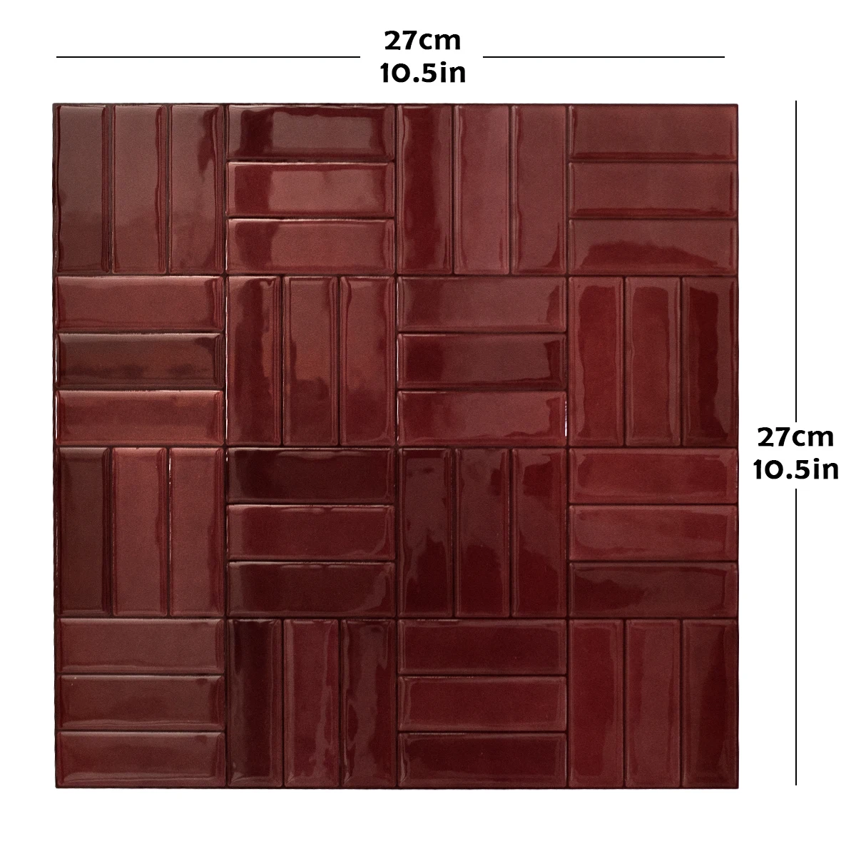 10pcs SHINYHOME Self-Adhesive 3D Moroccan Zellige Panels - Waterproof, Oil & Heat Resistant PU Backsplash, Bathroom