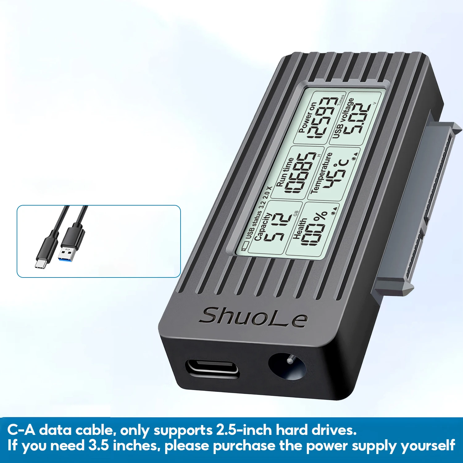 USB zu SATA Adapter Konverterkabel USB 3.2 3.0 zu SATA Konverter für 2,5 Zoll SSD HDD Festplatte Externer Adapter Zubehör