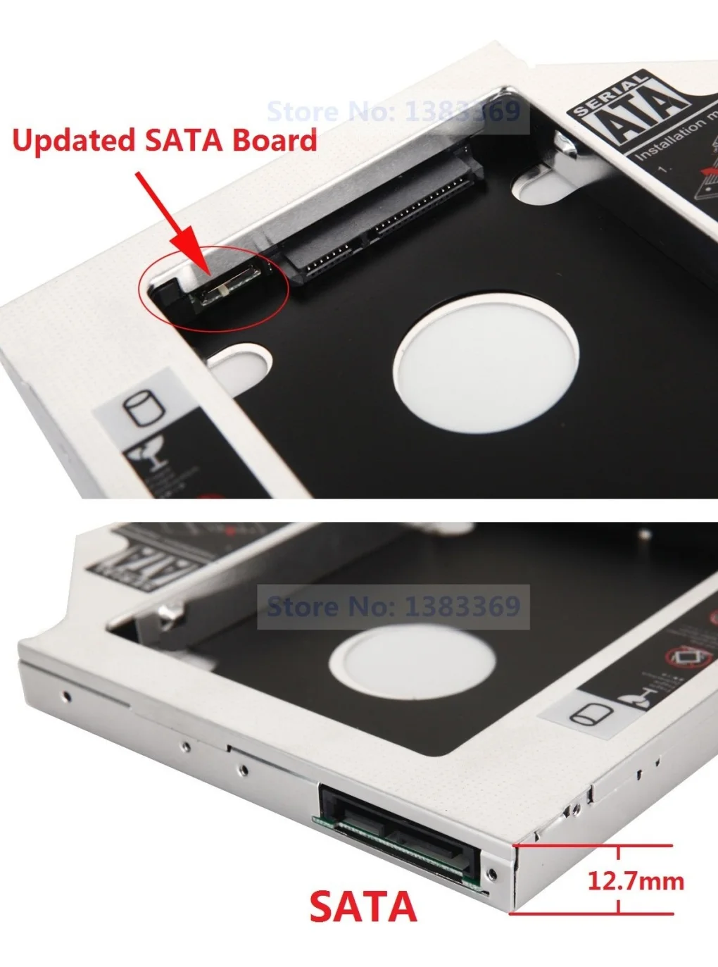 With Bezel Front Panel + Mounting Bracket 2nd HDD SSD SATA Hard Drive Caddy Adapter for HP EliteBook 8560w 8570w 8760w 8770w