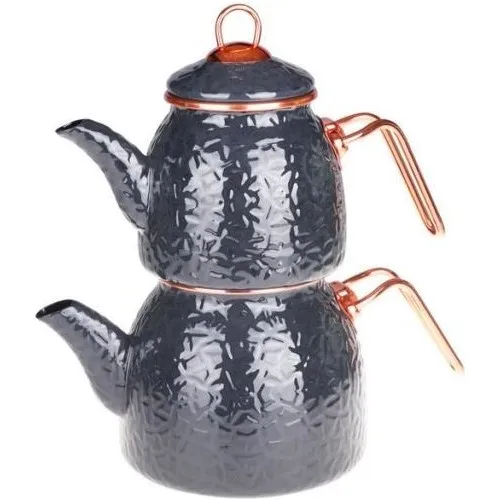 Bambum Sultan - Rölyefli Teapot Set Gray