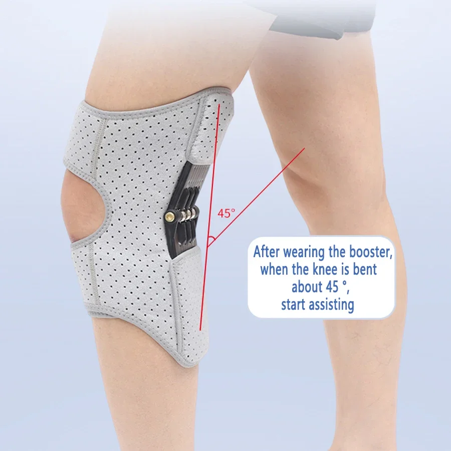 1Pc Knee Booster For Running, Cycling & Hiking - Breathable Support With Spring-Loaded Patella Strap, Lace-Up Closure