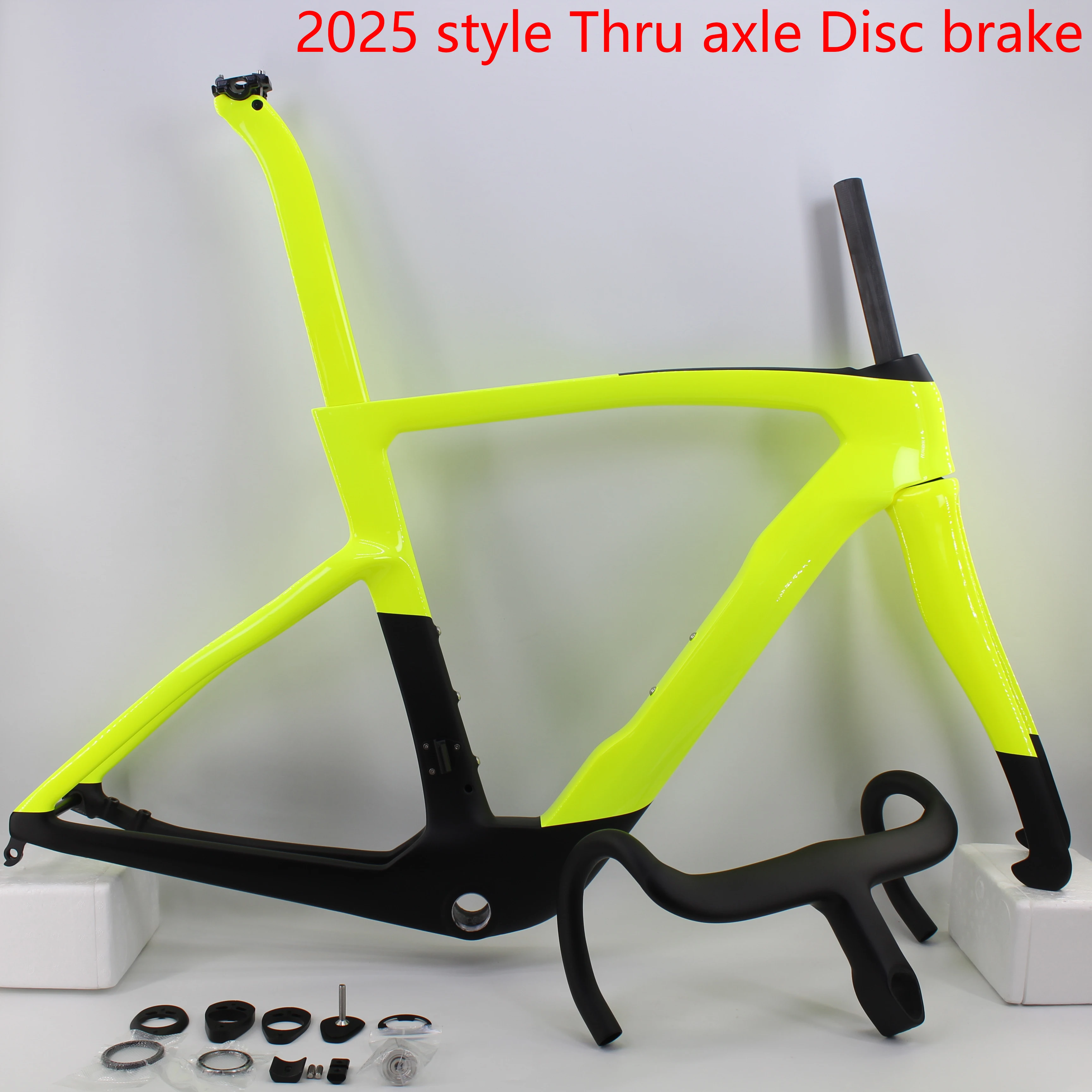 2025 Newest 700C Fully hidden line Road Bike Full Carbon Fibre Thru Axle Disc Brake Bicycle Frame Carbon Handlebar Fork Seatpost